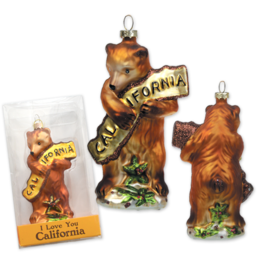 California Bear Hug Glass Ornament