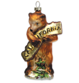California Bear Hug Glass Ornament