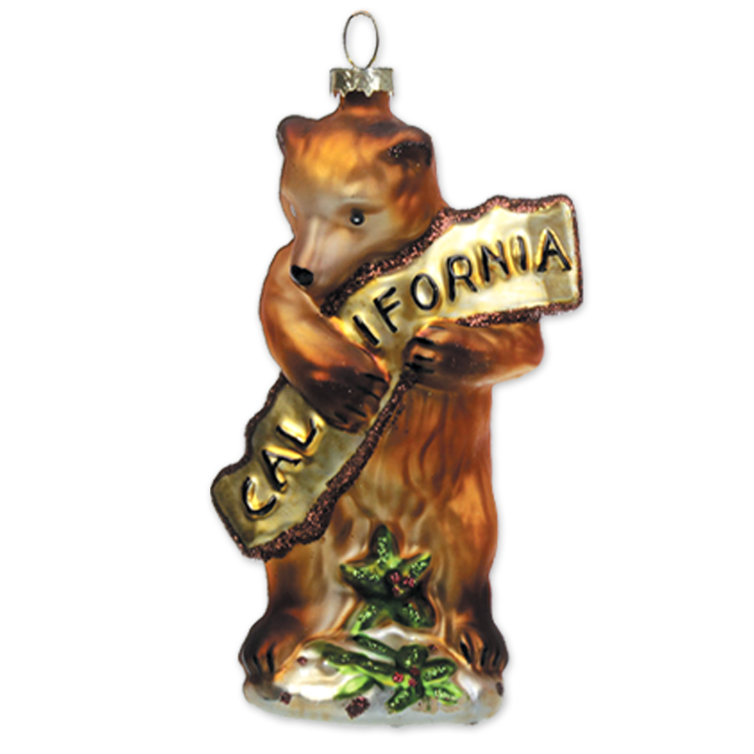 California Bear Hug Glass Ornament