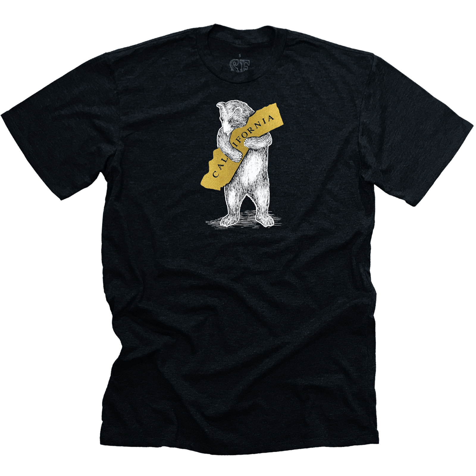 SF Mercantile White Bear  Hugging Metallic Gold State Unisex Tee