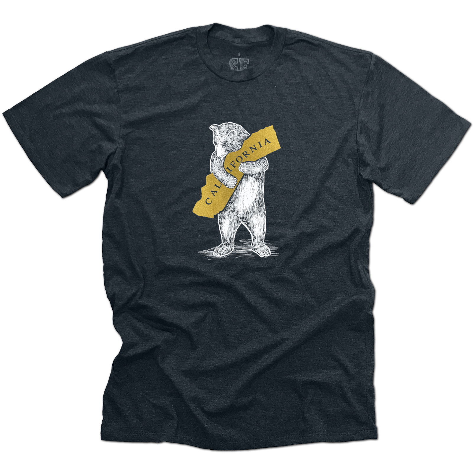 SF Mercantile White Bear  Hugging Metallic Gold State Unisex Tee
