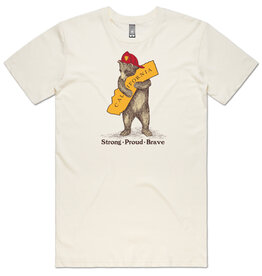 CA Firefighter Bear Unisex Tee, Cream