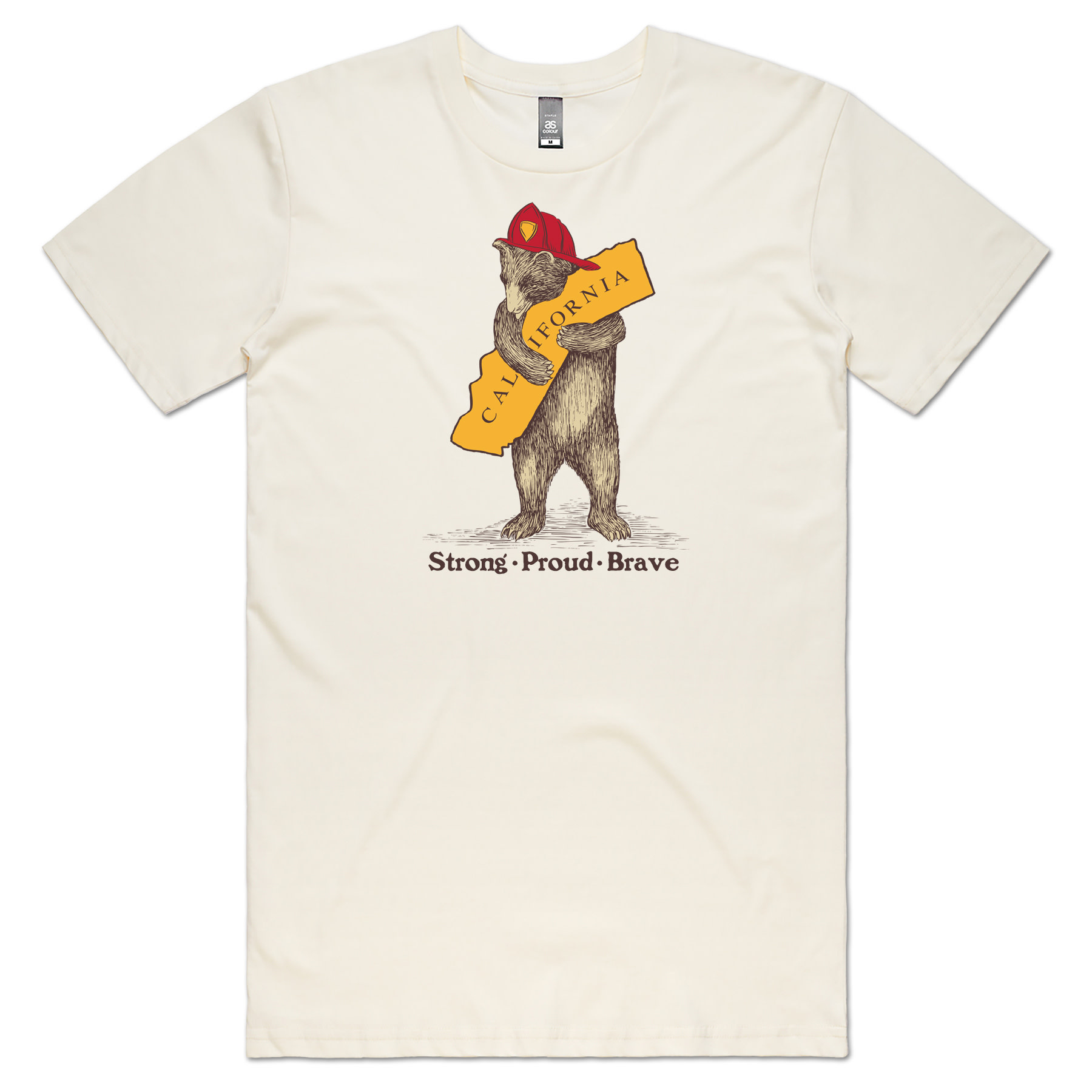 CA Firefighter Bear Unisex Tee, Cream