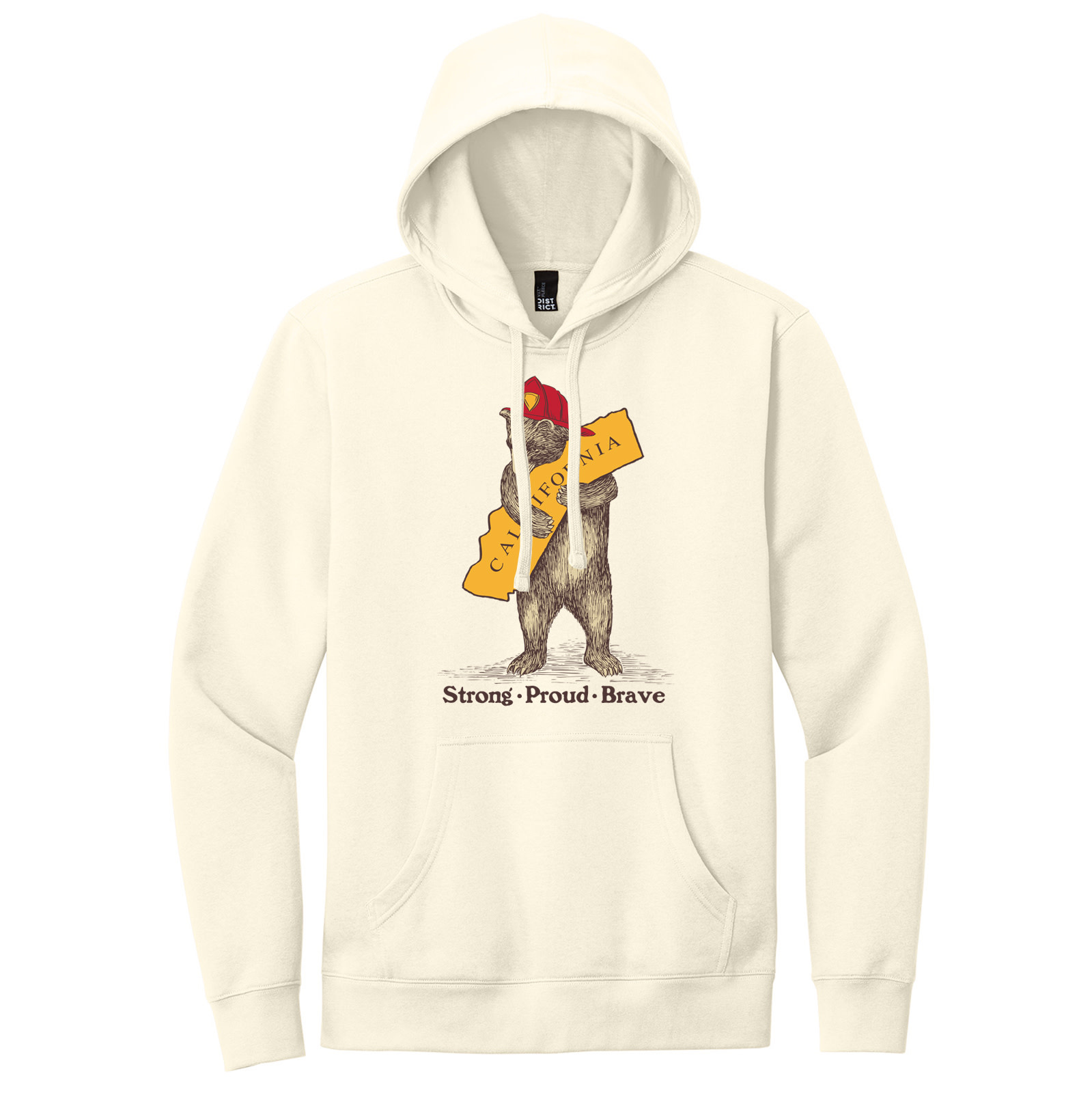 CA Firefighter Bear Pullover Unisex Hoodie, Cream