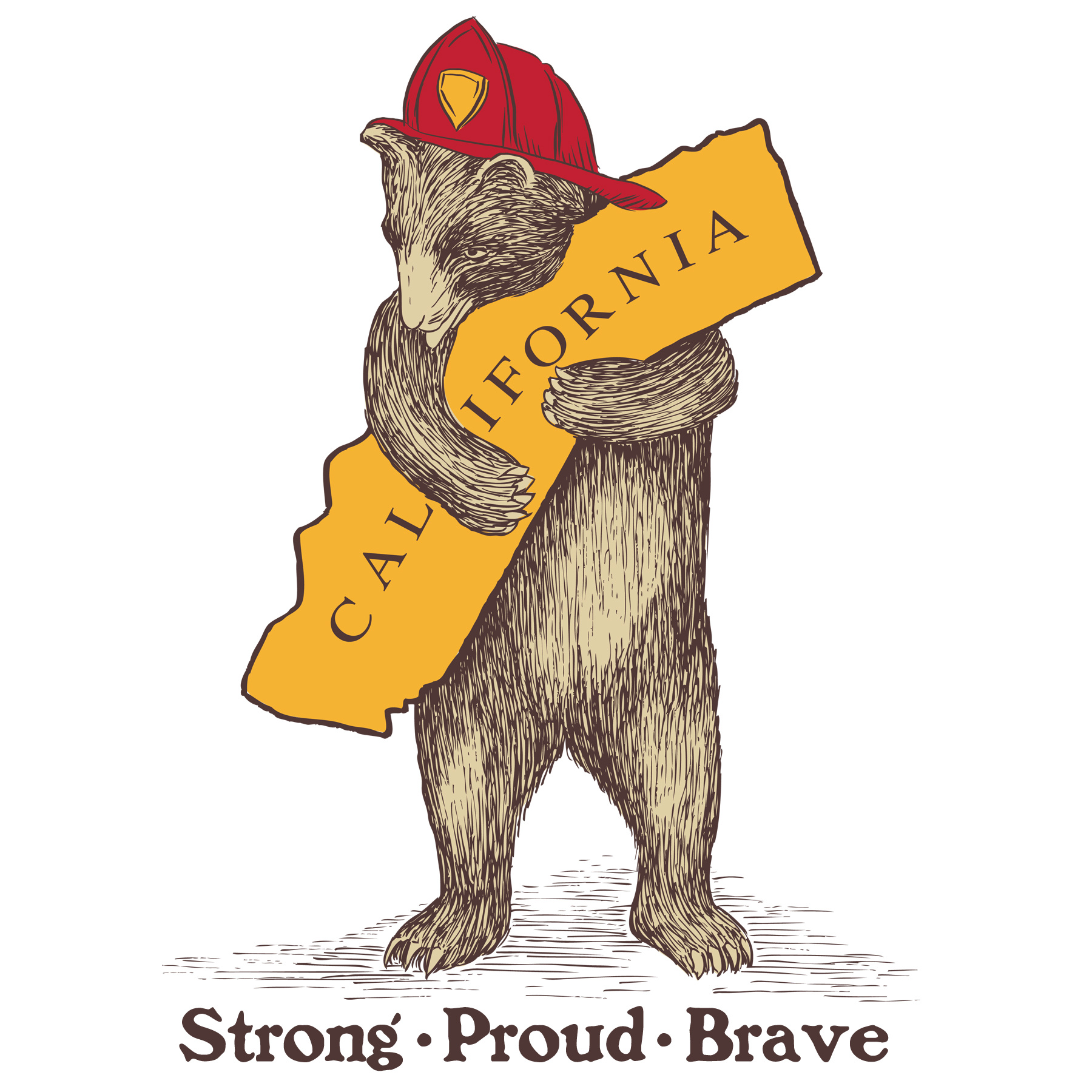 CA Firefighter Bear Pullover Unisex Hoodie, Cream