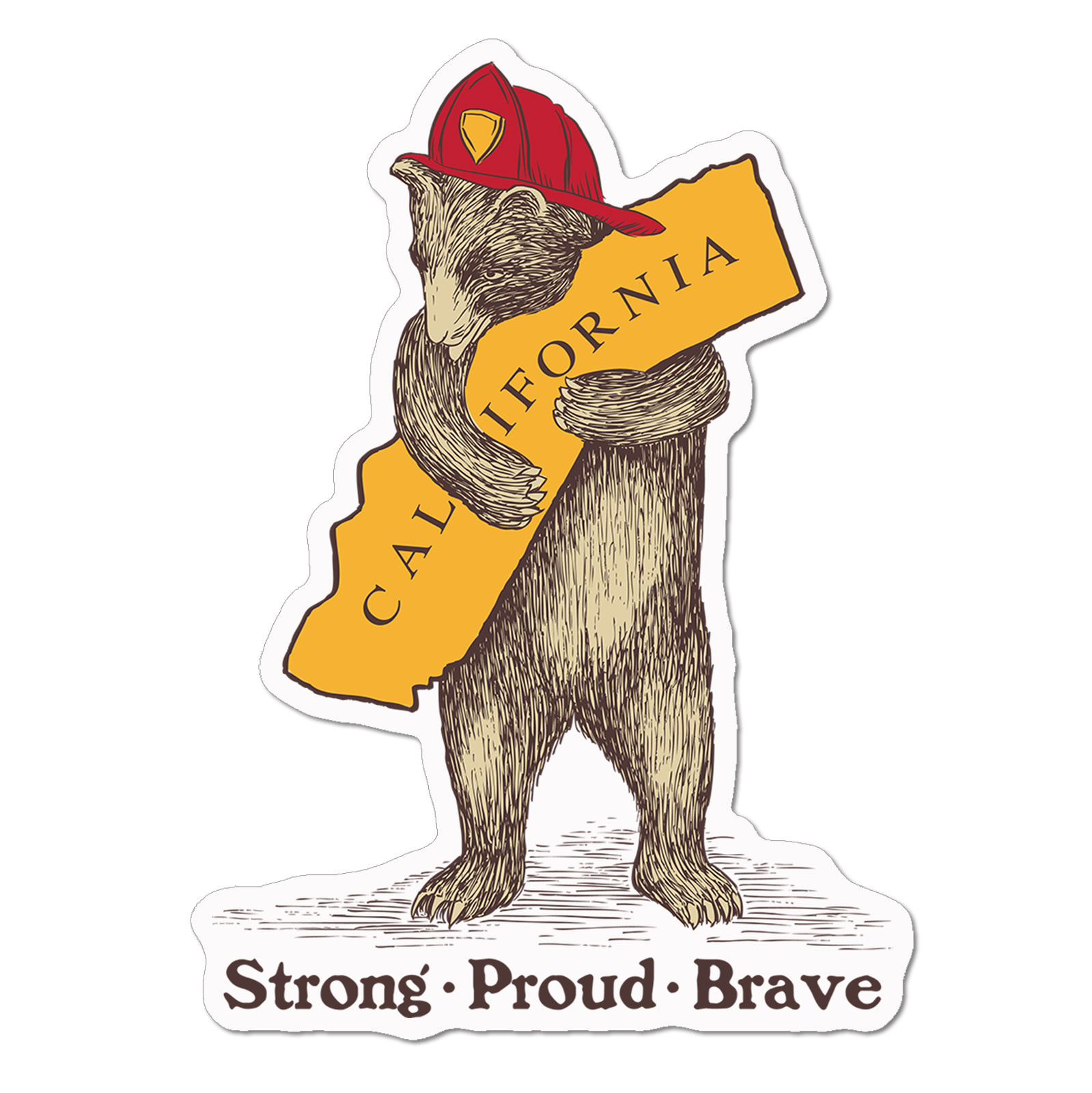 CA Firefighter Bear Vinyl Sticker