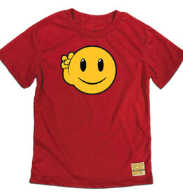 Disc - Peace Smiley Face Kids Tee Red 12
