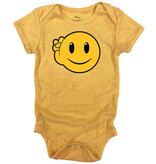 Disc - Peace Smiley Face Onesie Gold Tri-blend 6-12 mo