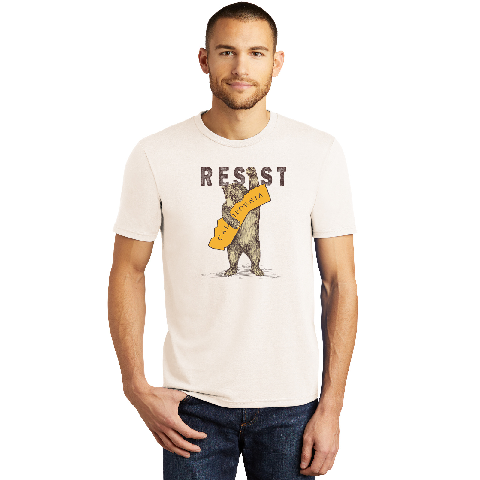 SF Mercantile RESIST CA Bear Unisex Tee, Cream,