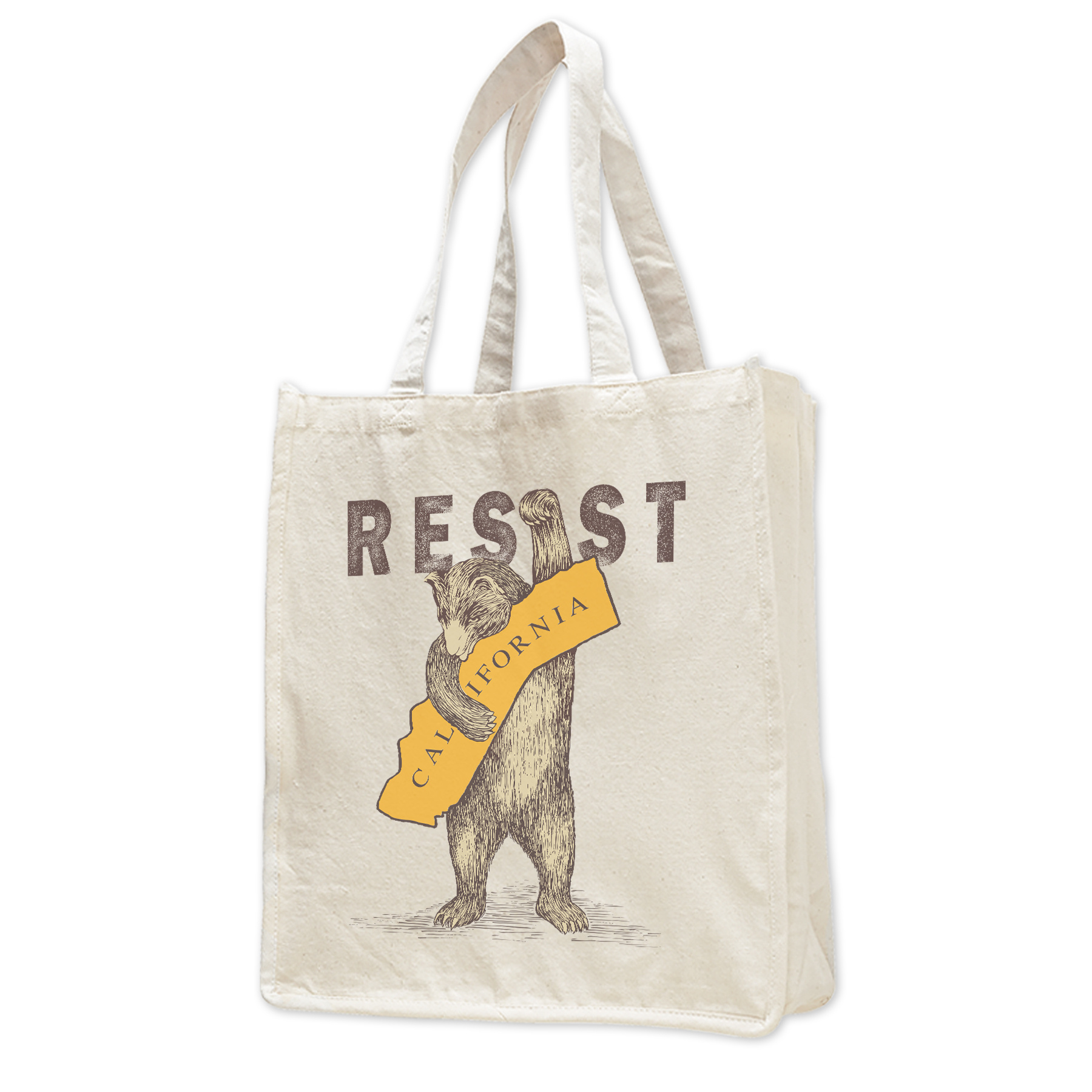 SF Mercantile RESIST CA Bear Large Canvas Shopping Tote