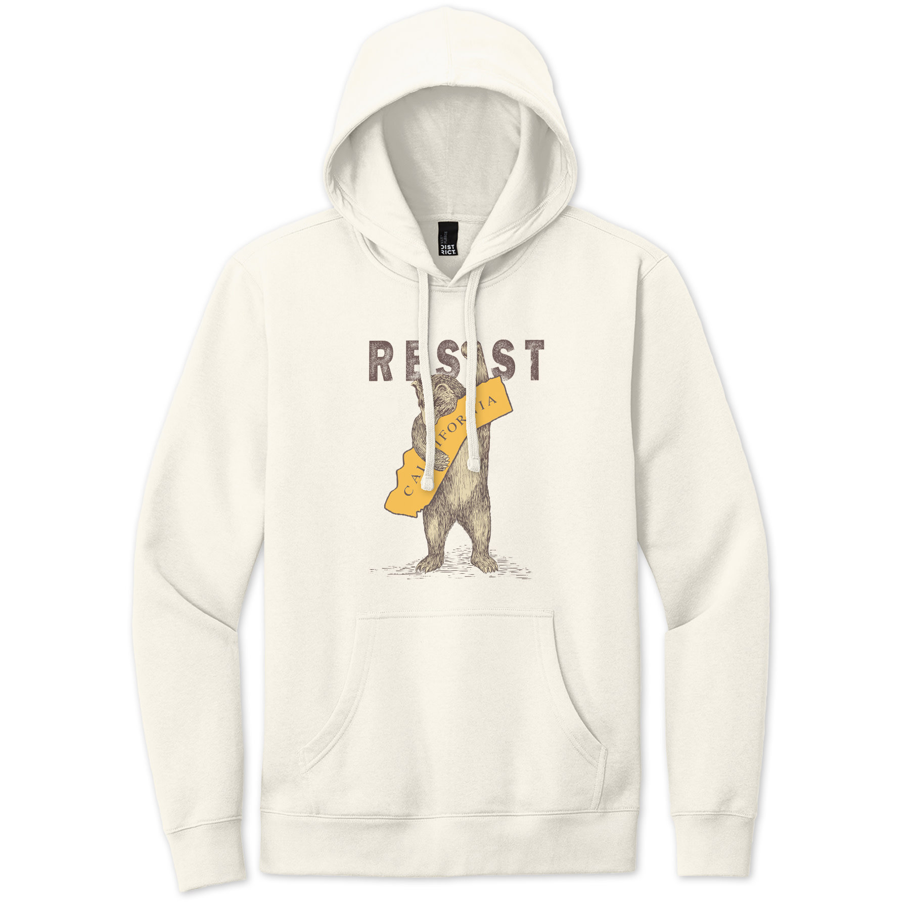 SF Mercantile RESIST CA Bear Adult Pullover Hoodie, Cream