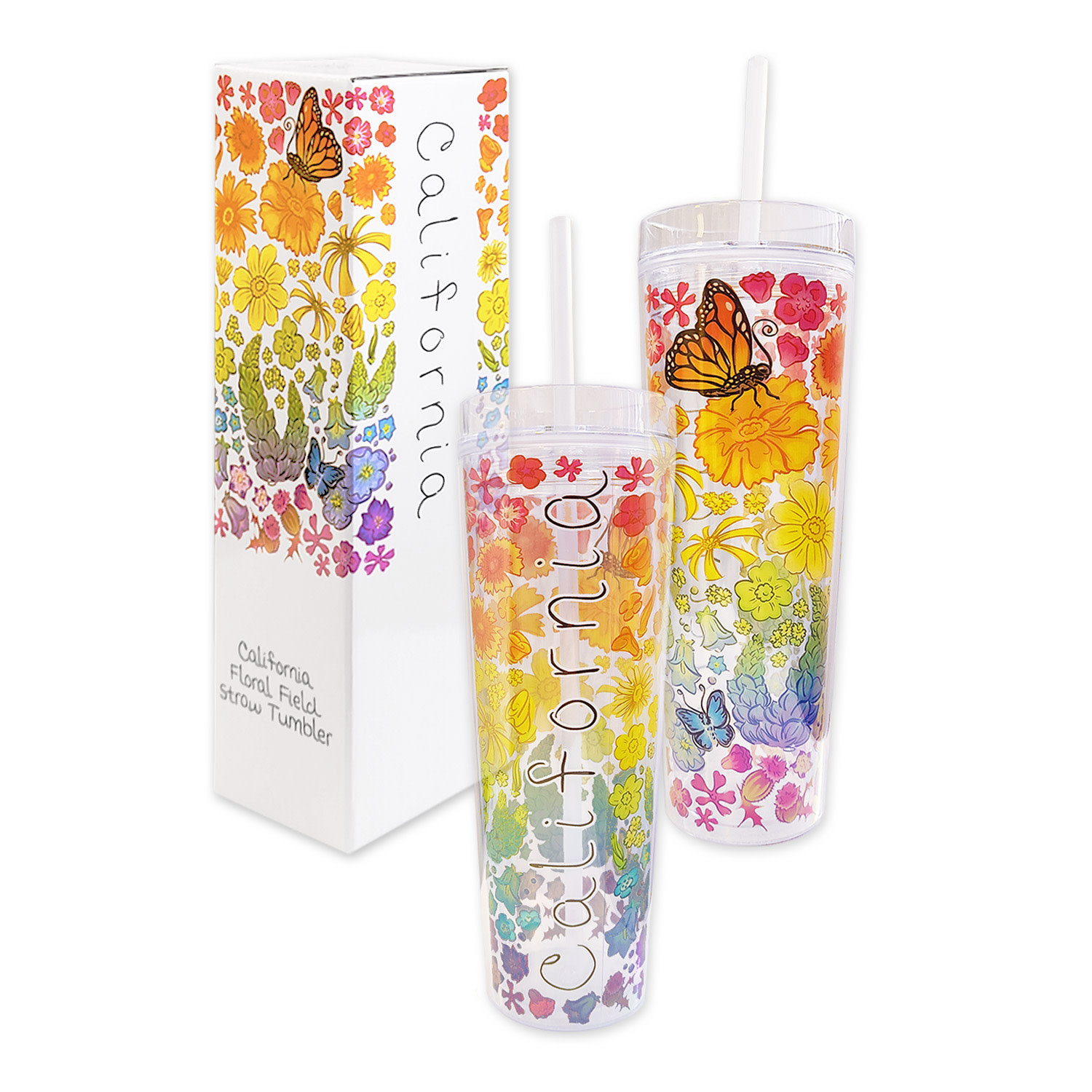 SF Mercantile California Floral Field Straw Tumbler