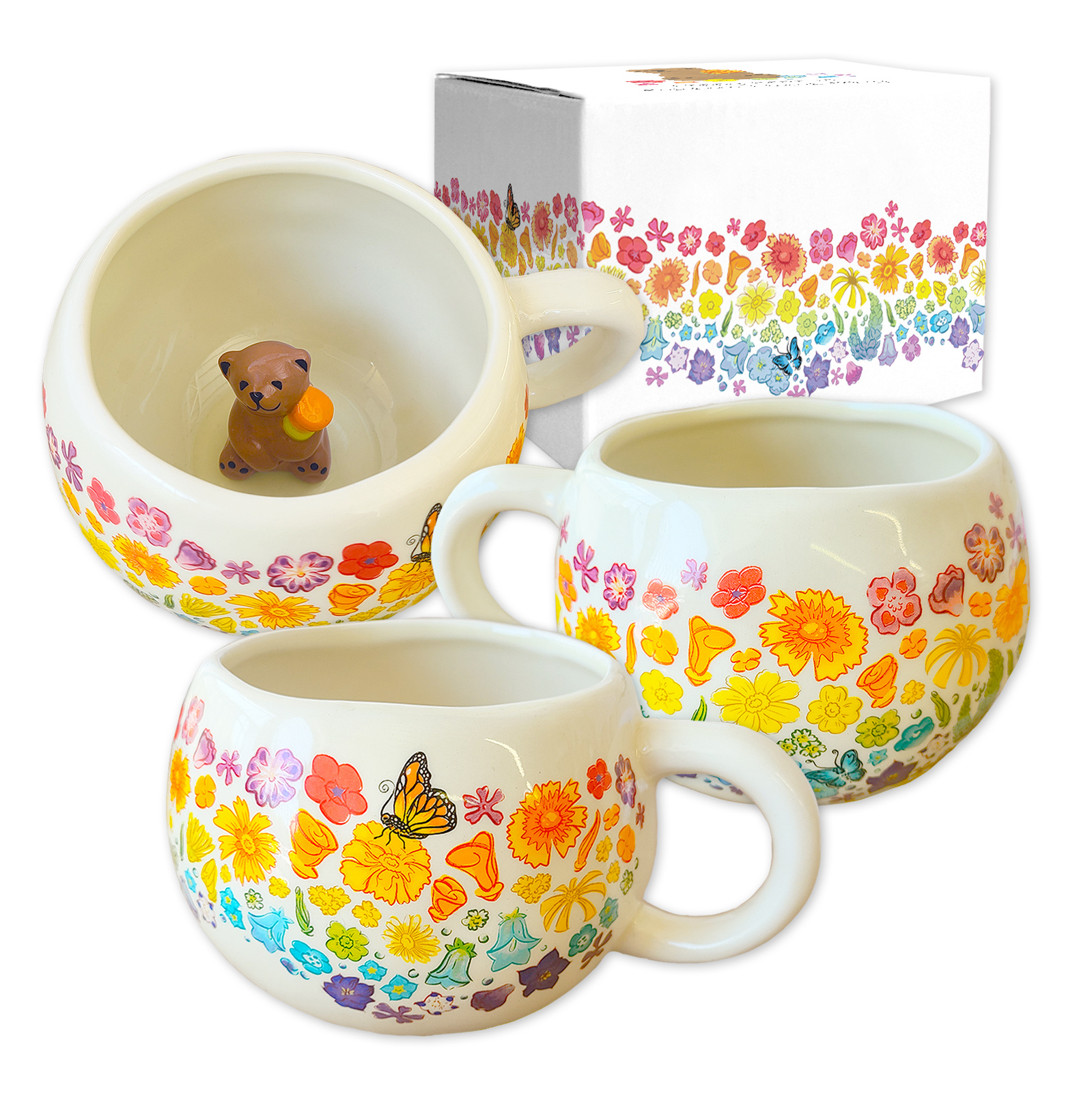 SF Mercantile Rainbow Floral Mug with Bear