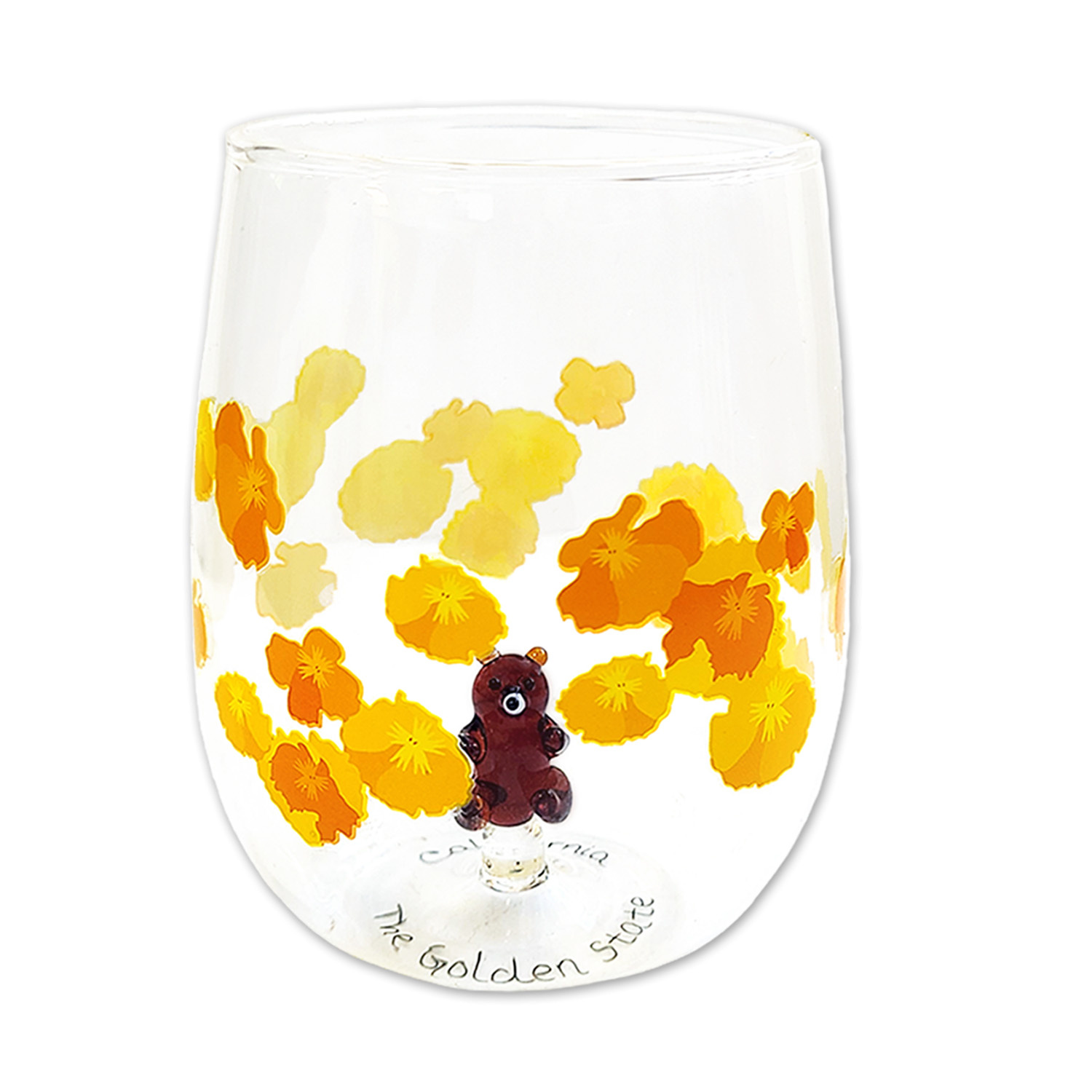 Poppy Bear Stemless Wine Glass