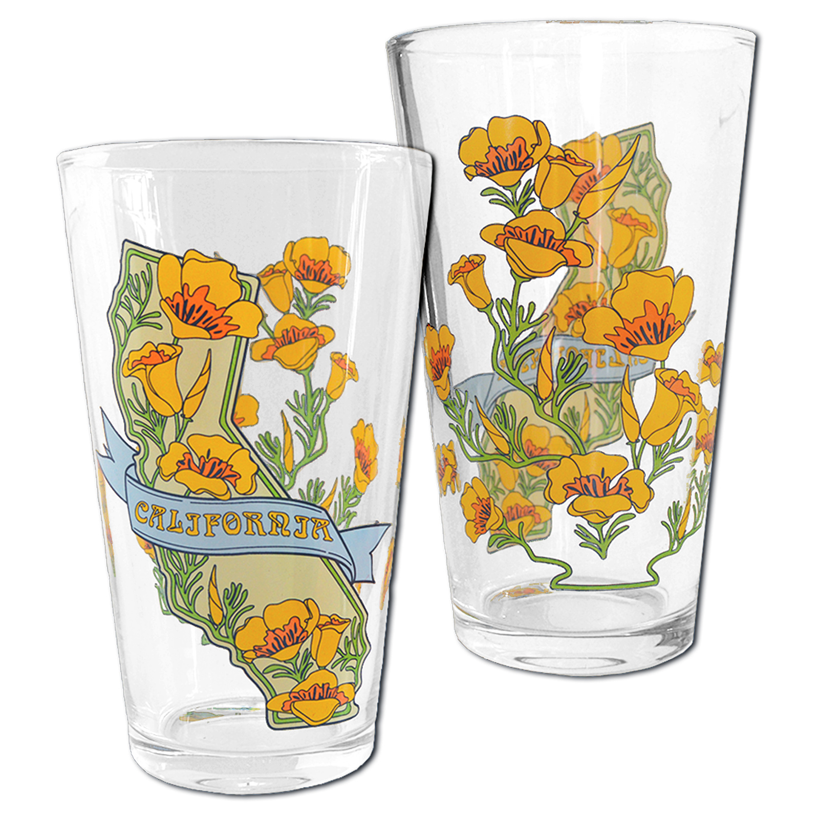 SF Mercantile California State w/ Poppies Pint Glass