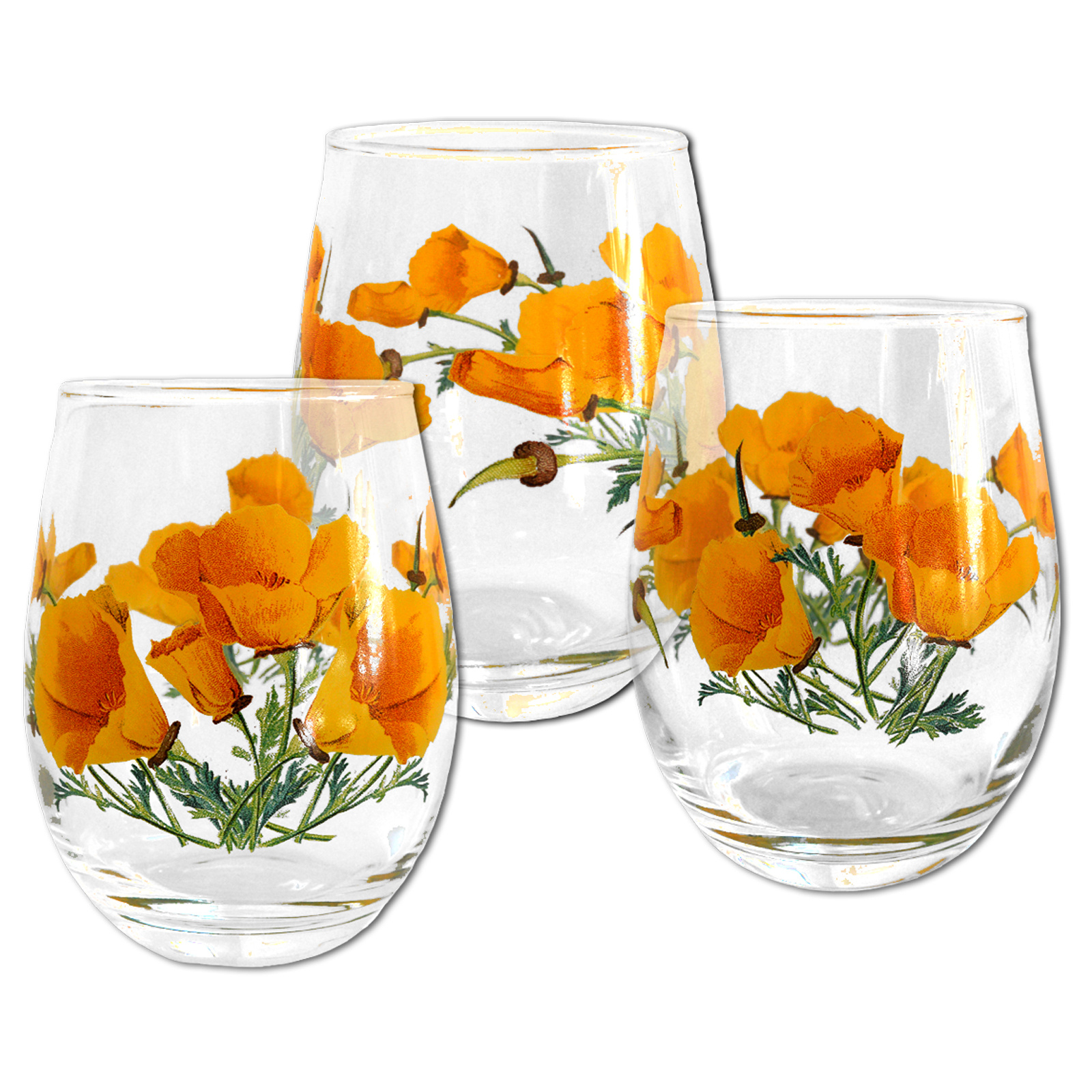 SF Mercantile California Poppy Stemless Wine Glass