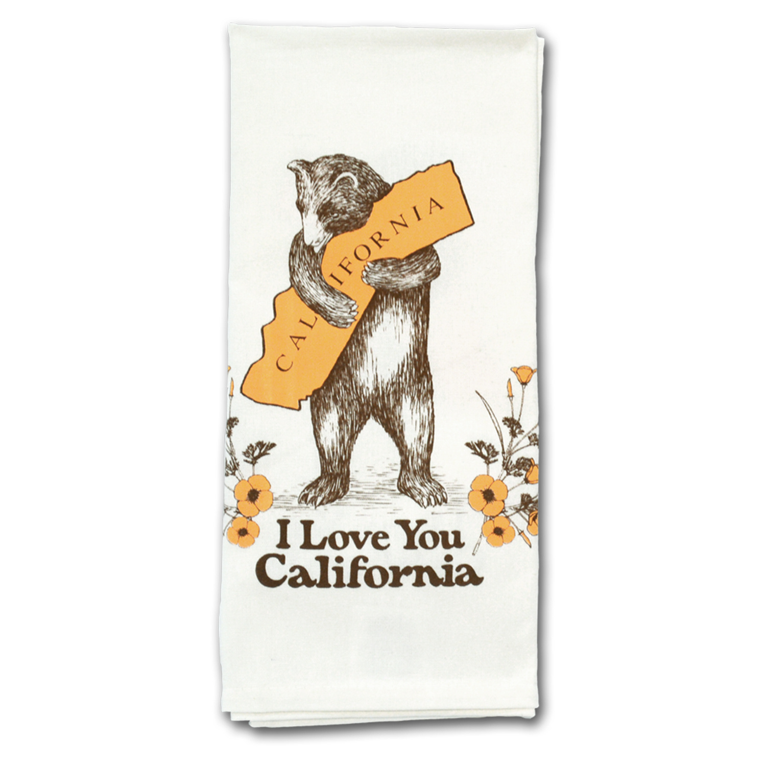 California Bear & Poppy Tea Towel