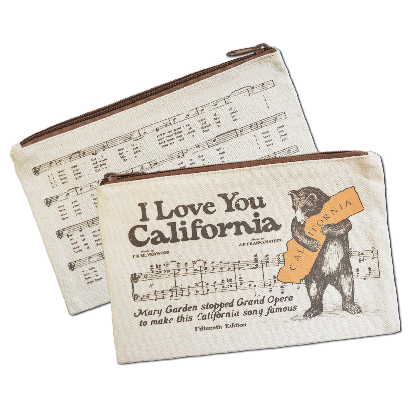 CA Bear Canvas Zipper Pouch