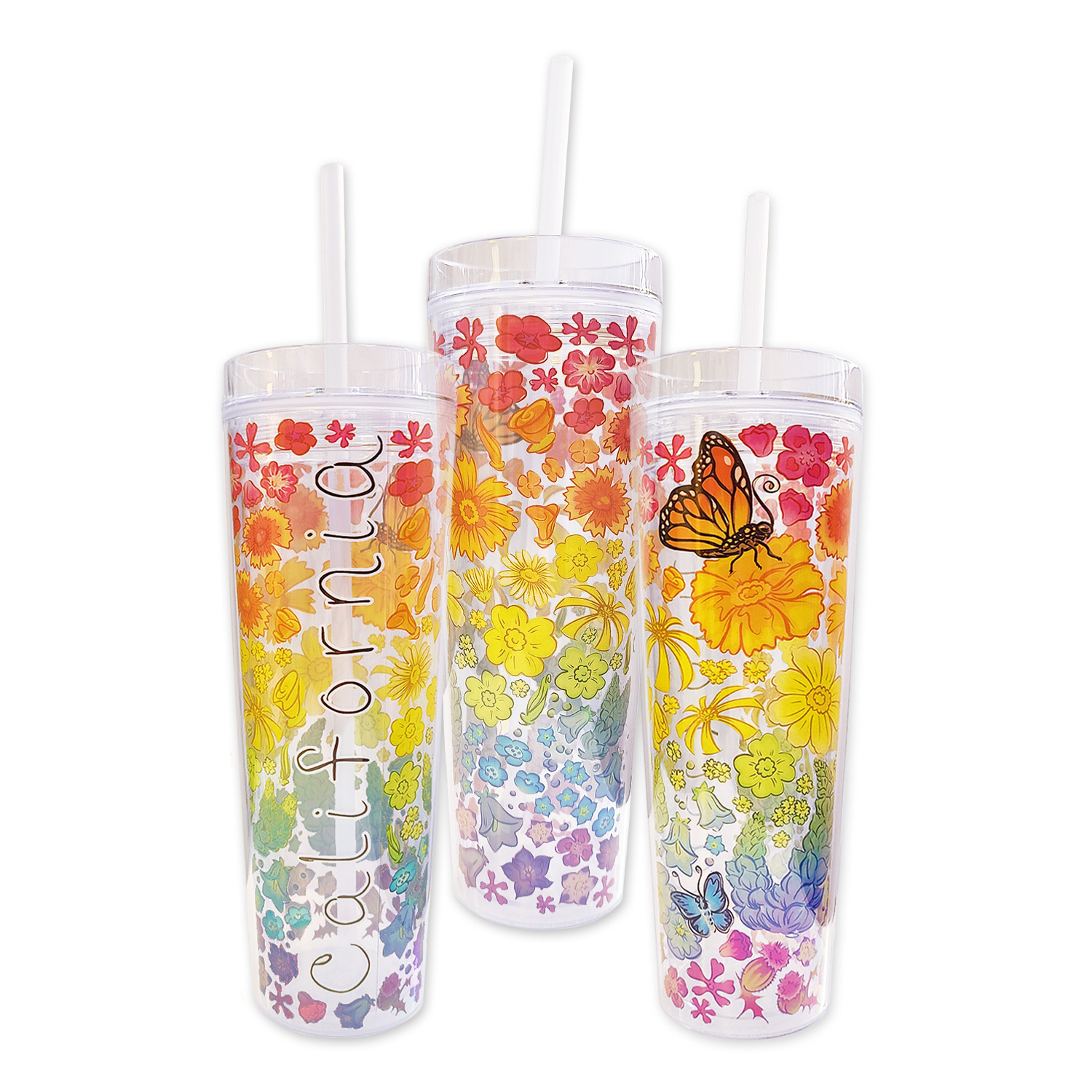 SF Mercantile California Floral Field Straw Tumbler