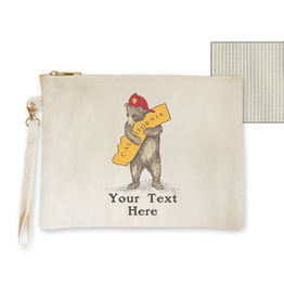 SF Mercantile CA Firefighter Bear Custom Lined Zipper Pouch with Handle