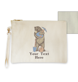 SF Mercantile Miner Bear Custom Lined Zipper Pouch with Handle