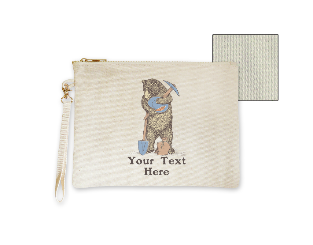 SF Mercantile Miner Bear Custom Lined Zipper Pouch with Handle