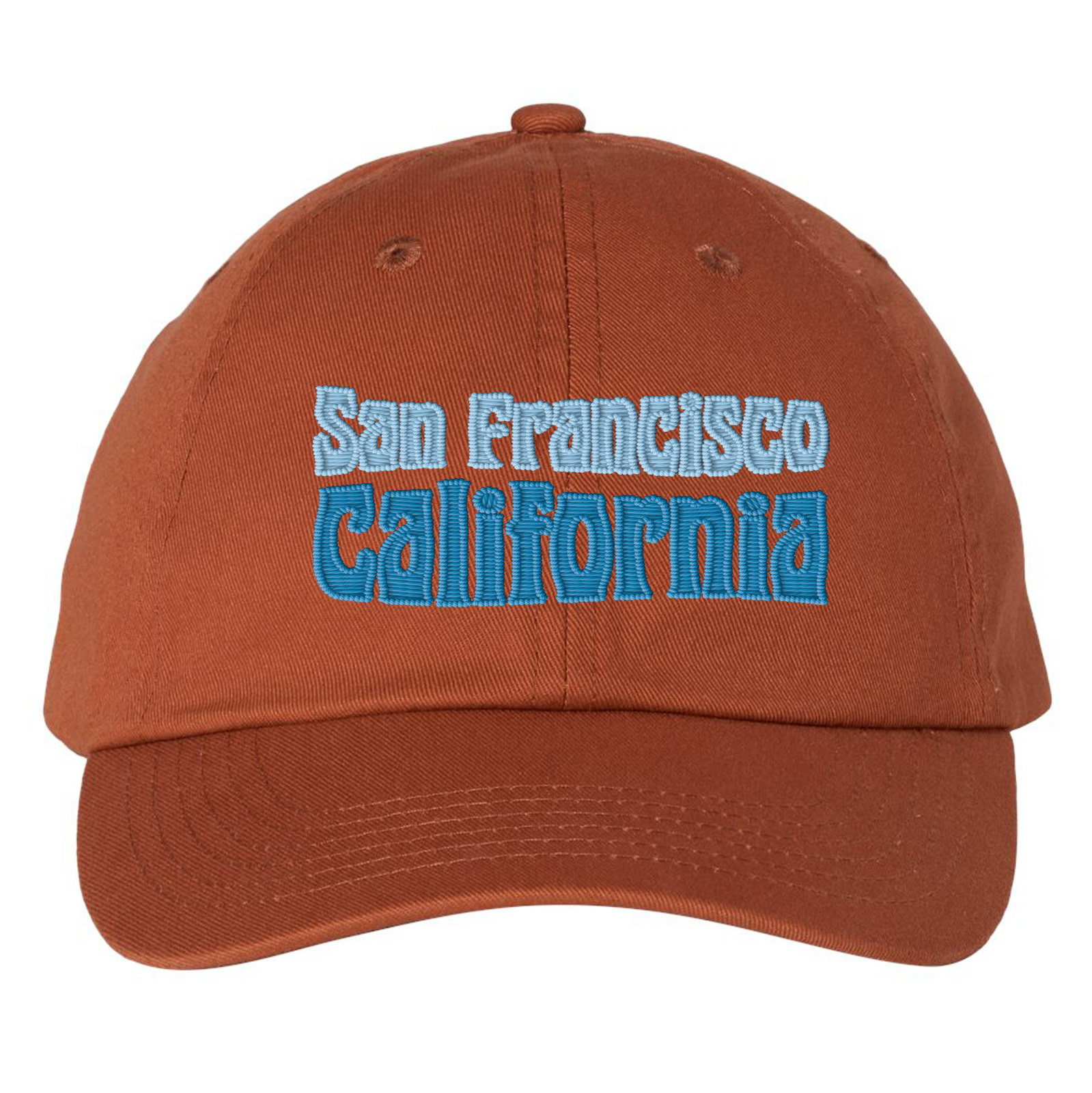 San Francisco Faux Embroidered Cap, Burnt Orange