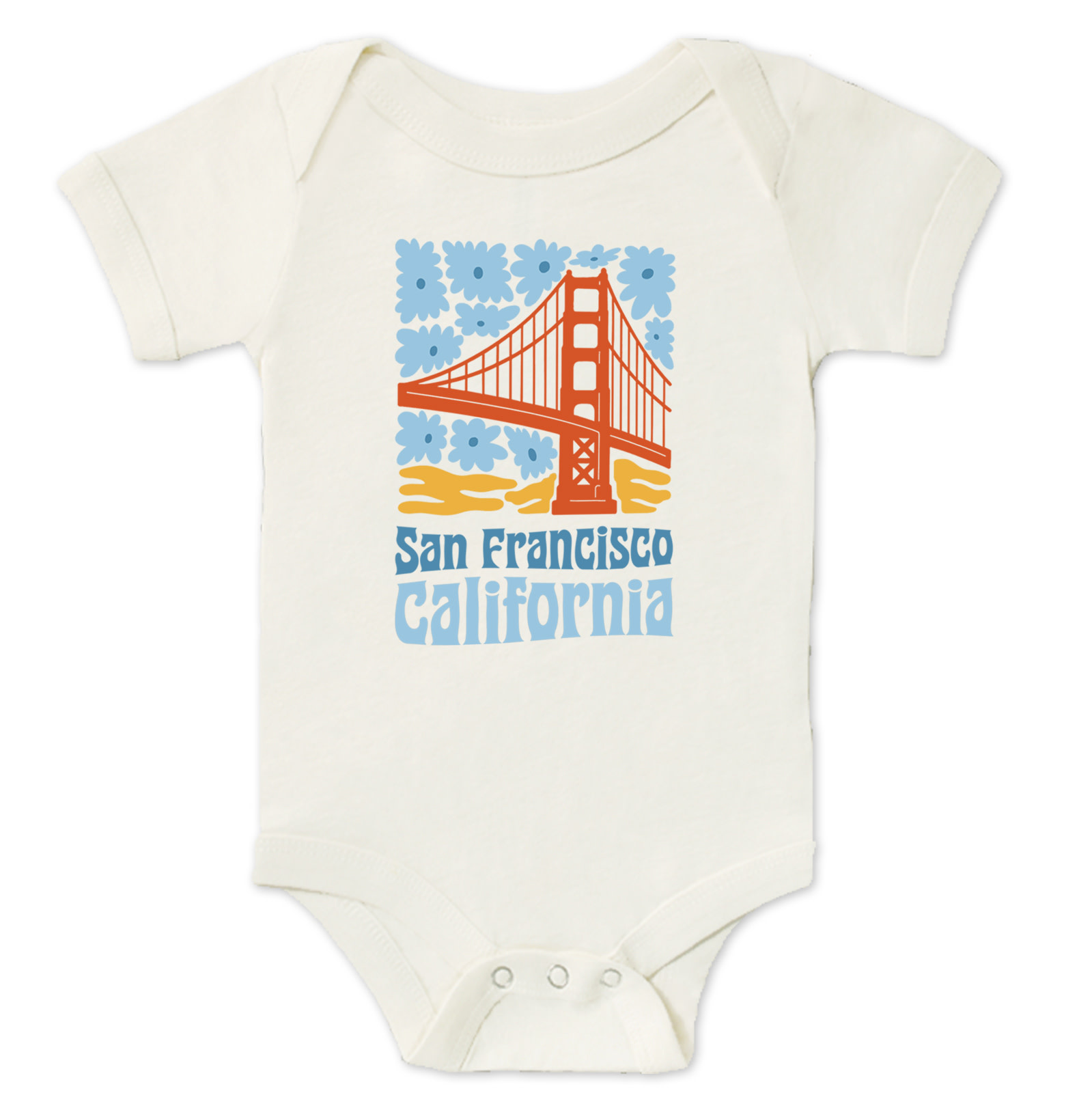 SF/CA Flower Power Onesie, Cream