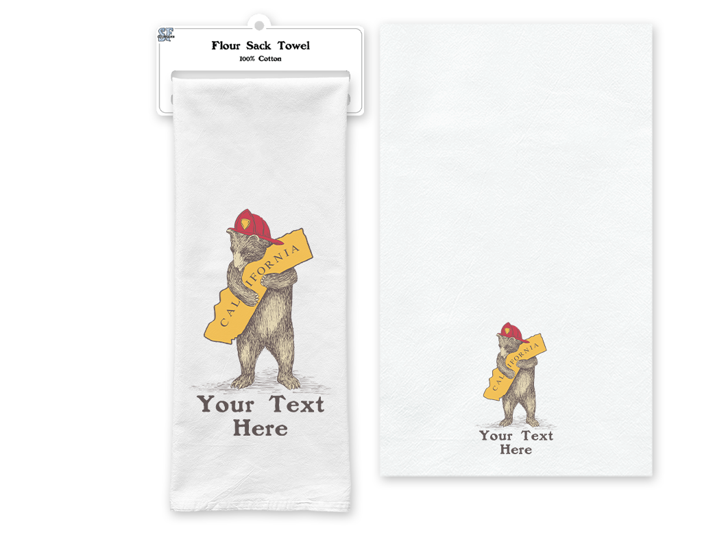 SF Mercantile CA Firefighter Bear Custom Flour Sack Towel