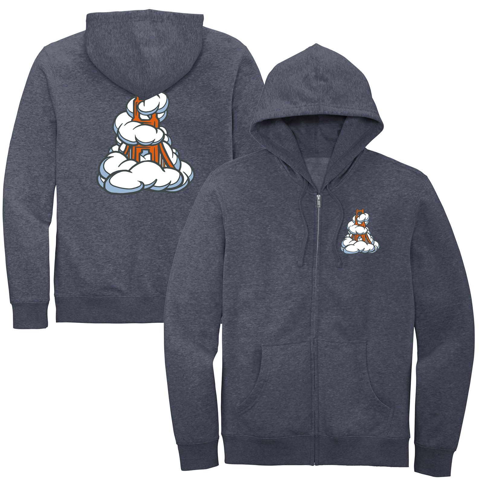 Karl the Fog Adult Unisex Zip Hoodie, Hthr Navy