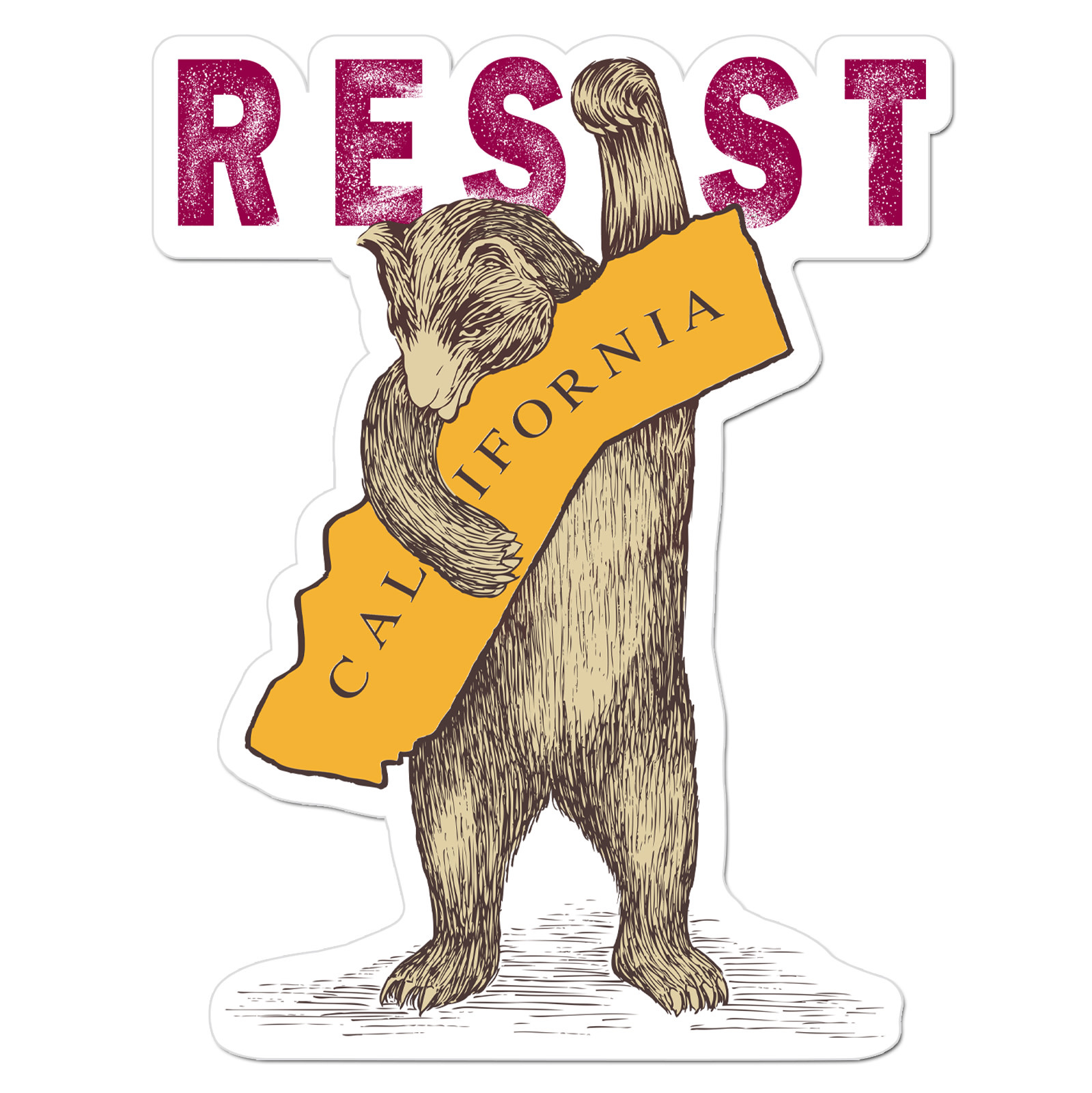 Resist CA Bear Vinyl Sticker