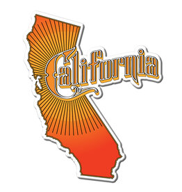 Vintage California Text Acrylic Magnet, Orange