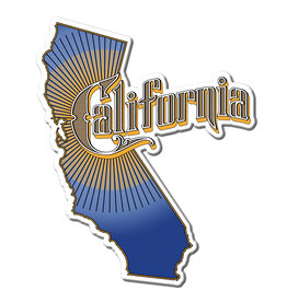 Vintage California Text Acrylic Magnet, Blue