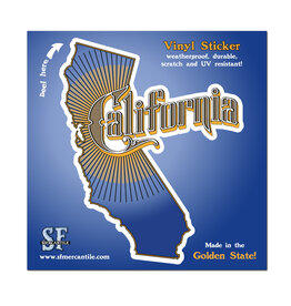 Vintage California Text Vinyl Sticker, Blue