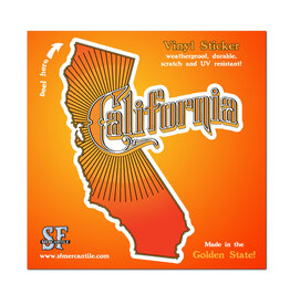 Vintage California Text Vinyl Sticker, Orange