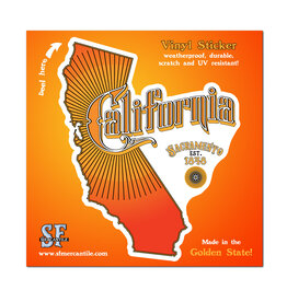 Vintage Sacramento California Text Vinyl Sticker, Orange