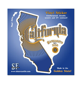 Vintage Sacramento California Text Vinyl Sticker, Blue