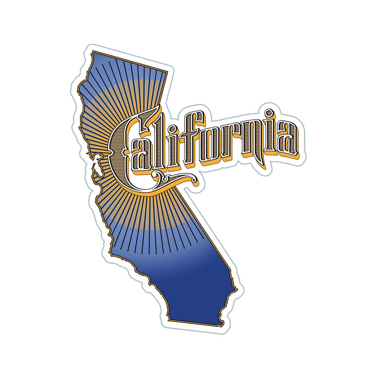 Vintage California Text Vinyl Sticker, Blue
