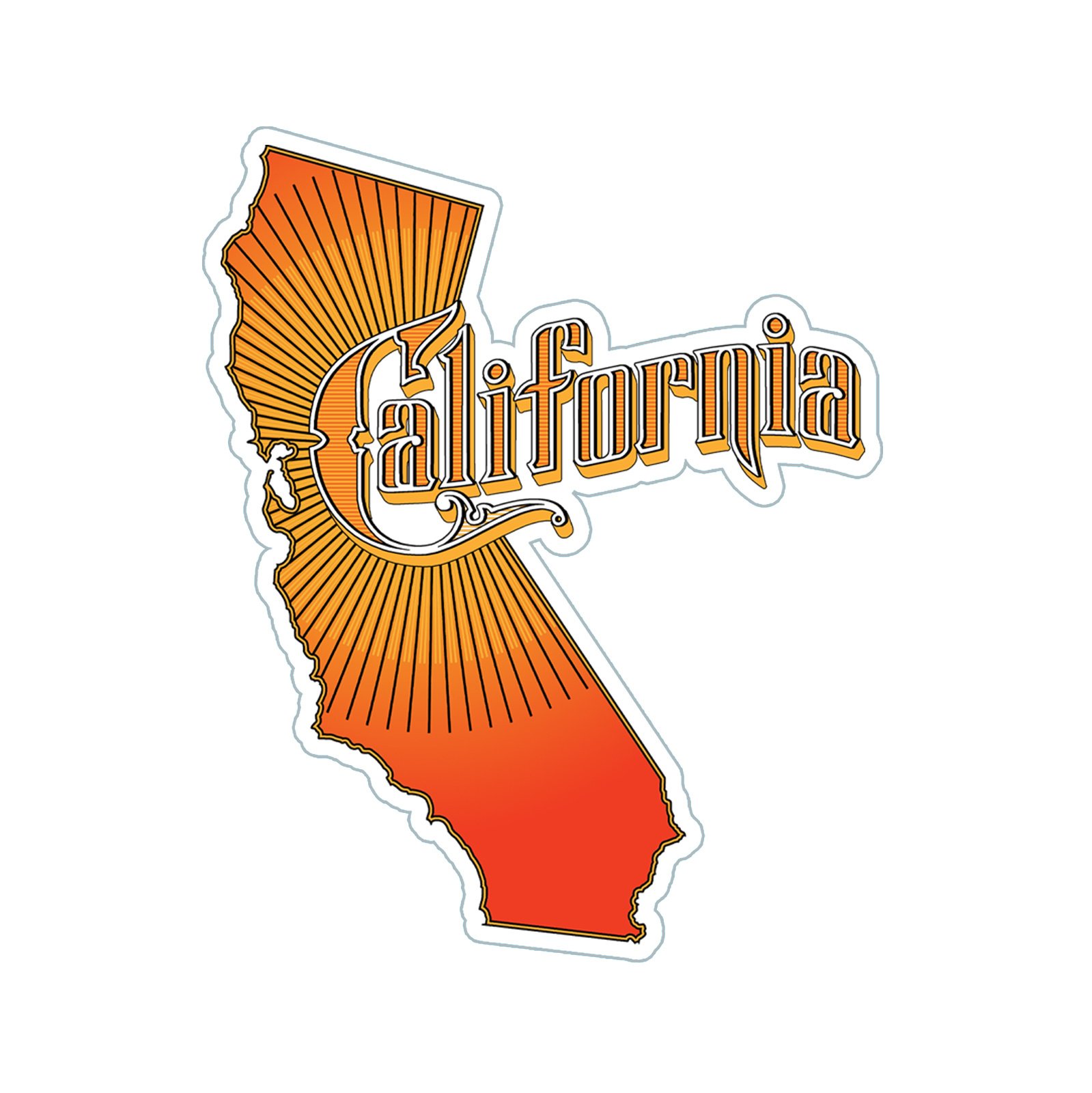 Vintage California Text Vinyl Sticker, Orange