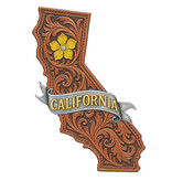 Tooled Leather California State Acrylic Magnet