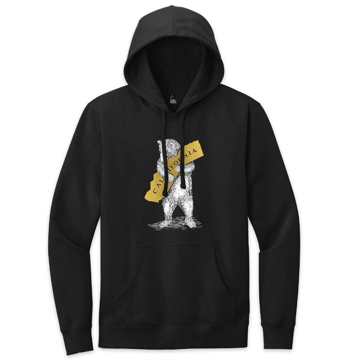 SF Mercantile CA Bear Unisex Pullover Hoodie, Black, White/Gold