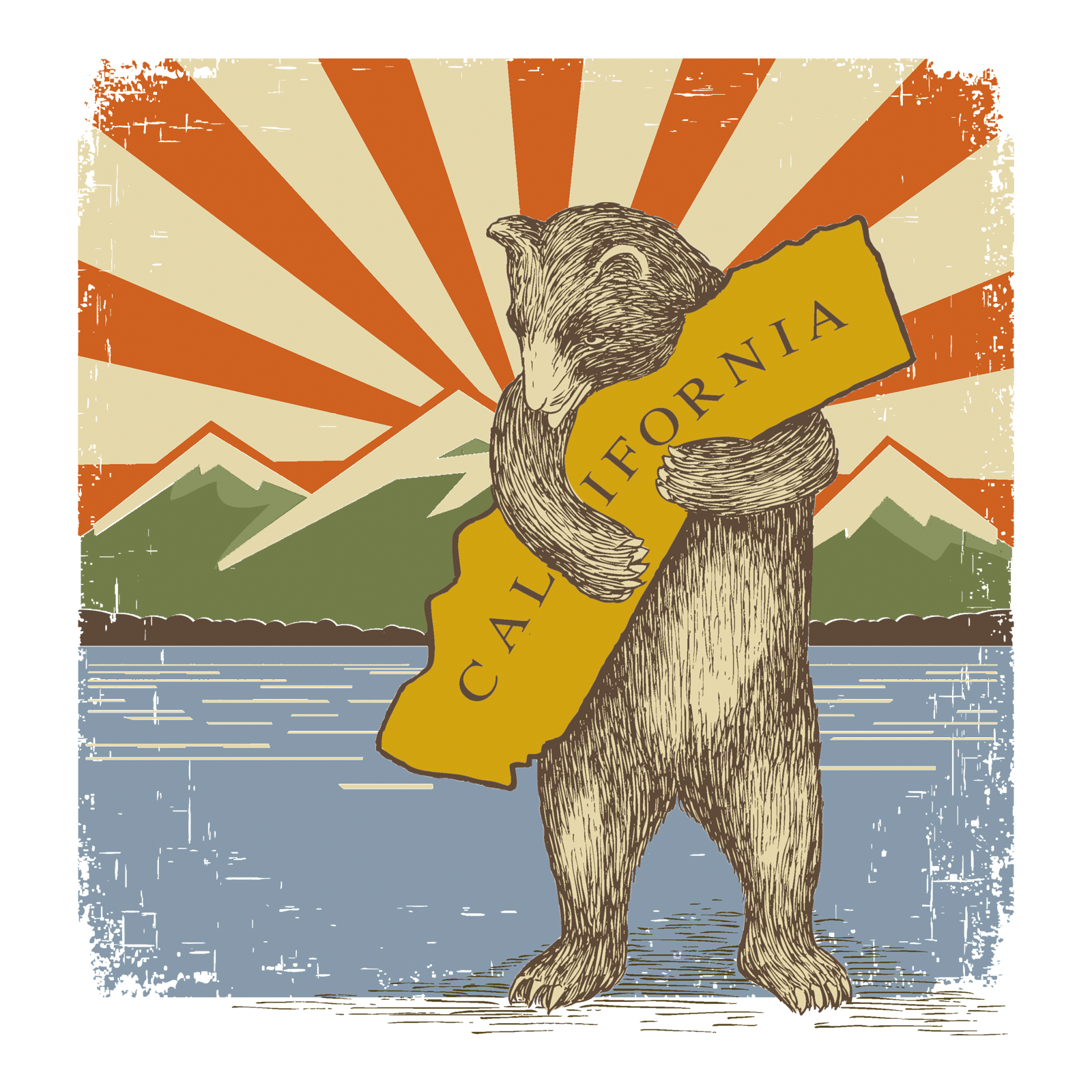 SF Mercantile California Mountain Bear Pullover Fleece Hoodie
