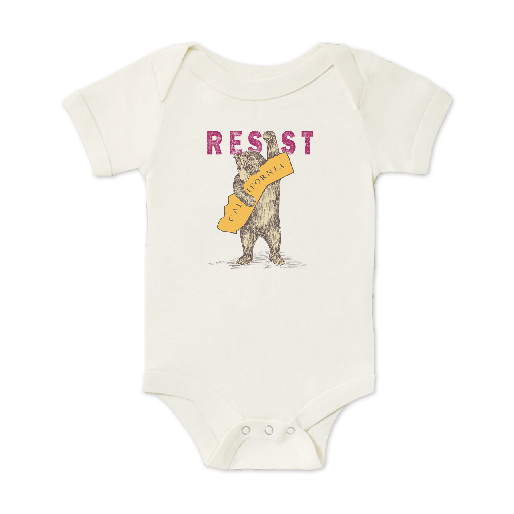 SF Mercantile RESIST CA Bear Onesie, Cream
