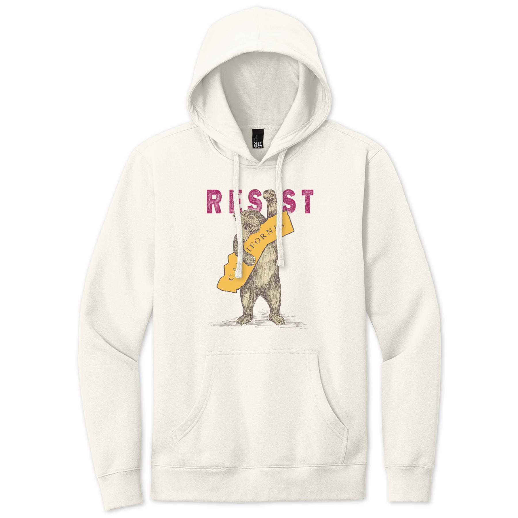 SF Mercantile RESIST CA Bear Adult Pullover Hoodie, Cream