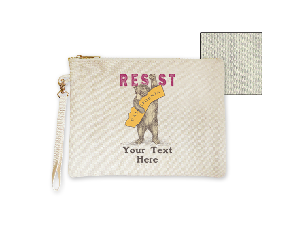 SF Mercantile CA Resist Bear Custom Lined Zipper Pouch with Handle