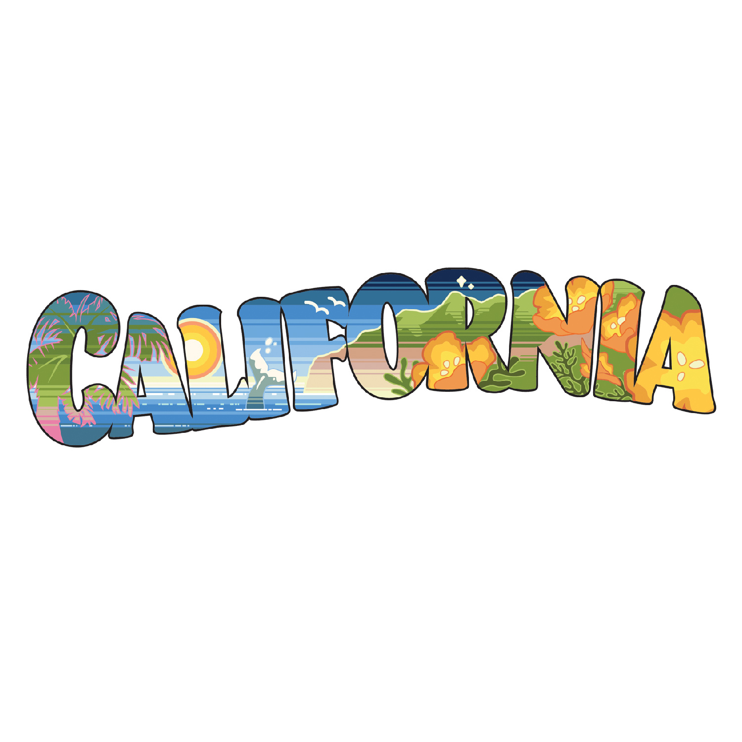 SF Mercantile California Horizons Black Pullover Fleece Hoodie