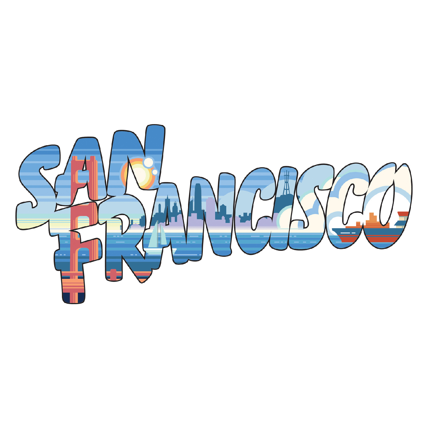 SF Mercantile San Francisco Horizons Black Pullover Fleece Hoodie