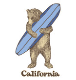 SF Mercantile Surf Bear Black Pullover Fleece Hoodie