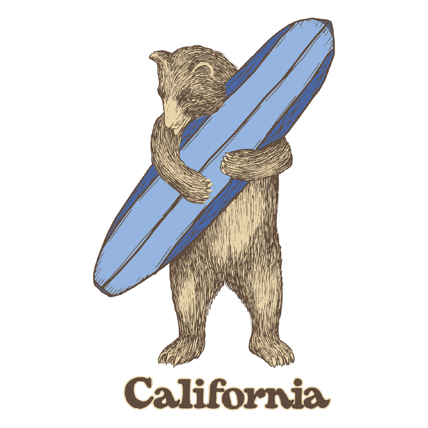 SF Mercantile Surf Bear Black Pullover Fleece Hoodie