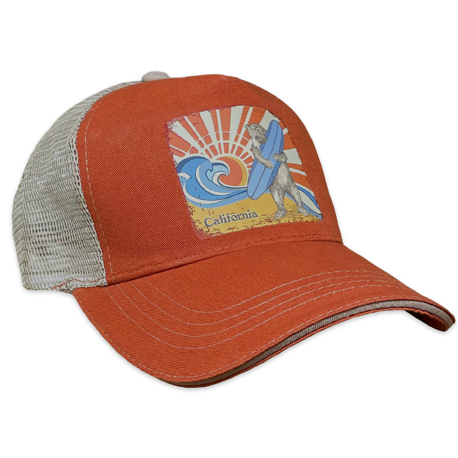 SF Mercantile Surf Bear Distressed Trucker Hat